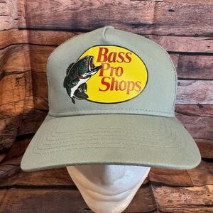Bass Pro Shops Trucker Hat Green Snapback Adjustable Mesh Cap Fishing Outdoors
